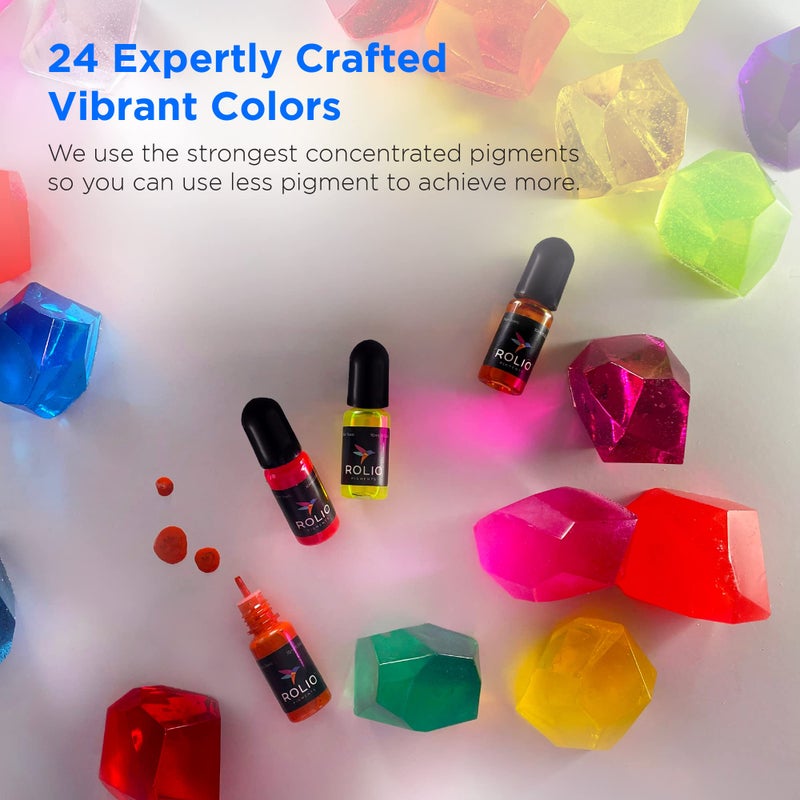 Rolio Pigments Resin Liquid Pigment Transparent Colors - 24 Vibrant Colors for Epoxy Resin  3D Printer  Jewelry Making  Paint  Art Works  DIY Crafts - 0.33 oz/10 ml Each - Image 2